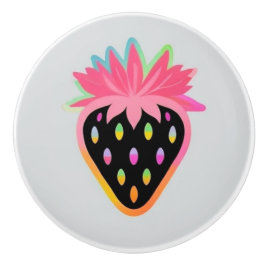 Strawberry Door Pull in Neon and Black Keramische Knop