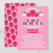 Strawberry Double Graduation Party Uitnodigingen (Voorkant / Achterkant)
