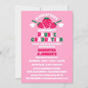 Strawberry Double Graduation Party Uitnodigingen