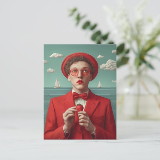 Strawberry Dream in het rood Feestdagenkaart (Staand voorkant)