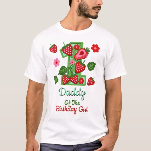 Strawberry eerste verjaardag mannen overhemden Pap T-shirt (Voorkant)
