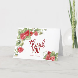 Strawberry | Elegant Script Thank You Card Bedankkaart
