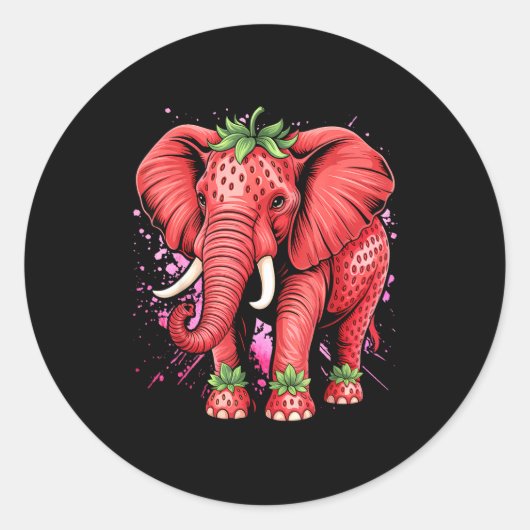 Strawberry Elephant Italian Brain Rot Meme Birthda Ronde Sticker (Voorkant)