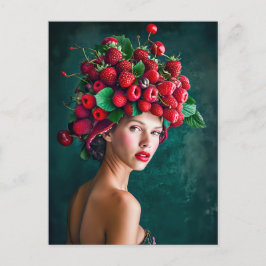 Strawberry en Raspberry Zomer Mode Portret Feestdagenkaart