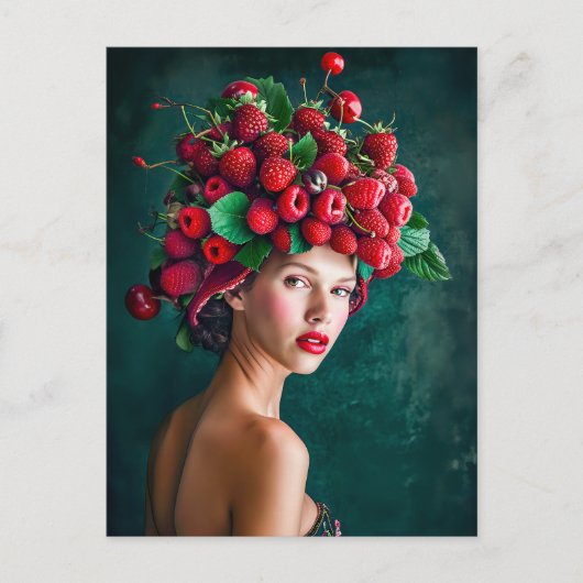 Strawberry en Raspberry Zomer Mode Portret Feestdagenkaart (Voorkant)