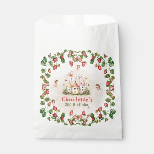 Strawberry enchanted fairy garden birthday  bedankzakje (Voorkant)