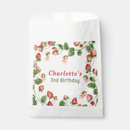 Strawberry enchanted fairy garden birthday  bedankzakje (Voorkant)
