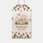 Strawberry enchanted fairy garden birthday  cadeaulabel (Voorkant)