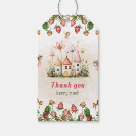 Strawberry enchanted fairy garden birthday  cadeaulabel