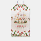 Strawberry enchanted fairy garden birthday  cadeaulabel (Achterkant)