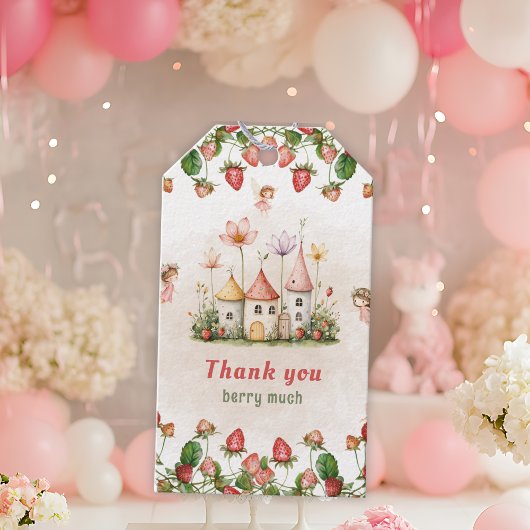 Strawberry enchanted fairy garden birthday cadeaulabel