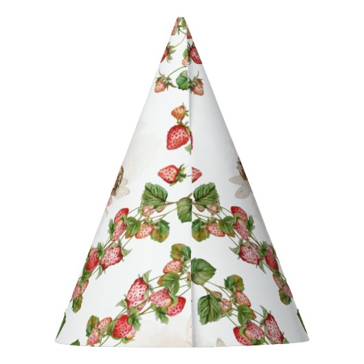 Strawberry enchanted fairy garden birthday  feesthoedjes (Achterkant)