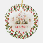 Strawberry enchanted fairy garden birthday keramisch ornament (Voorkant)