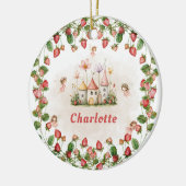 Strawberry enchanted fairy garden birthday keramisch ornament (Links)
