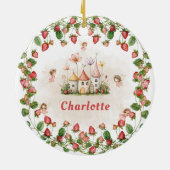 Strawberry enchanted fairy garden birthday keramisch ornament (Achterkant)