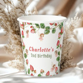 Strawberry enchanted fairy garden birthday  papieren bekers