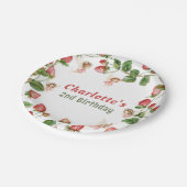 Strawberry enchanted fairy garden birthday  papieren bordje (Gekanteld)