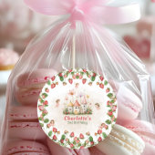 Strawberry enchanted fairy garden birthday  ronde sticker