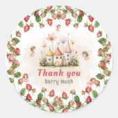 Strawberry enchanted fairy garden Thank you Ronde Sticker (Voorkant)
