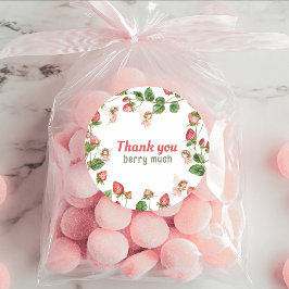 Strawberry enchanted fairy garden Thank You Ronde Sticker