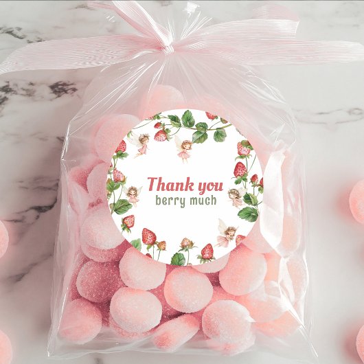 Strawberry enchanted fairy garden Thank You Ronde Sticker
