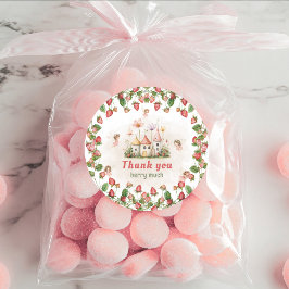Strawberry enchanted fairy garden Thank you Ronde Sticker