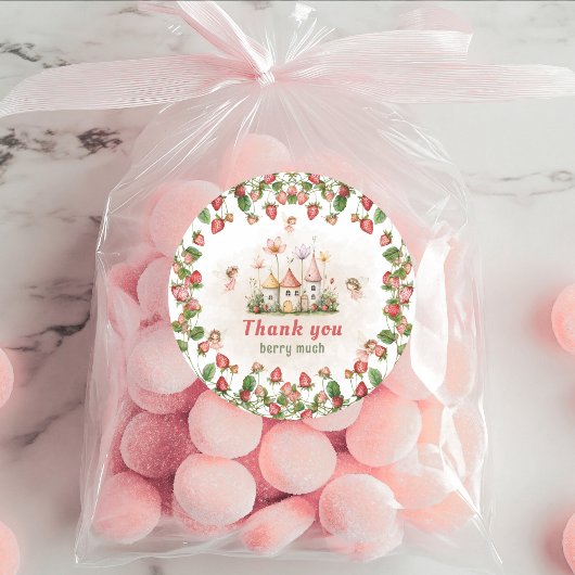 Strawberry enchanted fairy garden Thank you Ronde Sticker