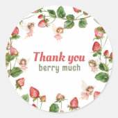 Strawberry enchanted fairy garden Thank You Ronde Sticker (Voorkant)