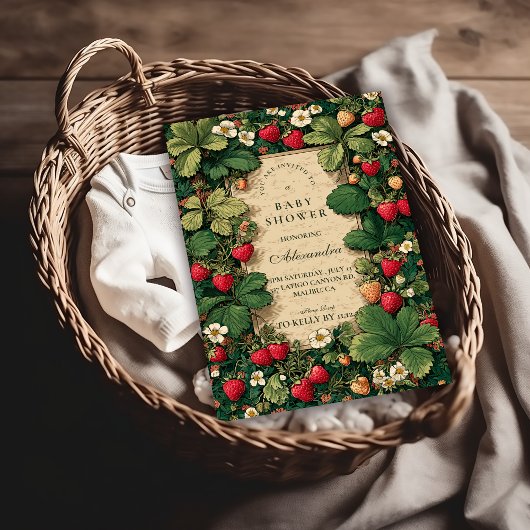Strawberry Fairytale Baby Shower Kaart