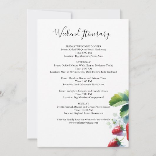 Strawberry Family Reünie Reisschema Kaart (Achterkant)