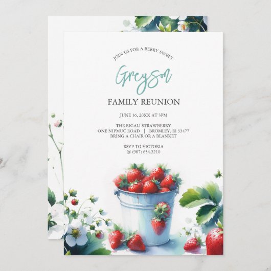  Strawberry Family Reünie Uitnodigingen (Voorkant / Achterkant)