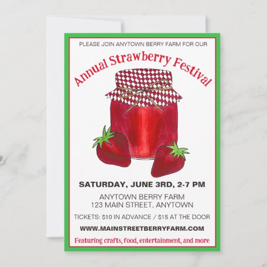 Strawberry Festival Berry Boerderij Berries Jam Su Kaart (Voorkant)