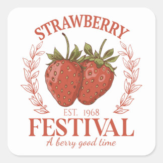 Strawberry Festival Vierkante Sticker