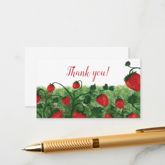 Strawberry Field Waterverf Dank u Informatiekaartje (Voorkant / Achterkant in situ)