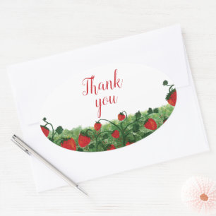 Strawberry Field Waterverf Dank u Ovale Sticker