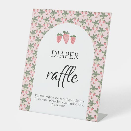 Strawberry Fields Baby shower Luier Raffle Teken Reclamebord Met Voetstuk (Voorkant)