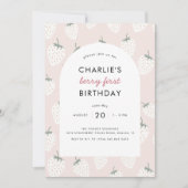 Strawberry Fields Berry Eerste Verjaardag | Meisje Kaart (Voorkant)