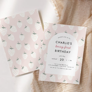 Strawberry Fields Berry First Birthday   Meisje Kaart