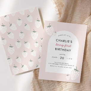 Strawberry Fields Berry First Birthday   Meisje Kaart