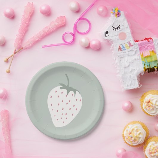 Strawberry Fields Berry First Birthday | Meisje Papieren Bordje (Feest)