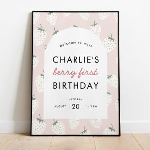 Strawberry Fields Berry First Birthday Welkom Poster