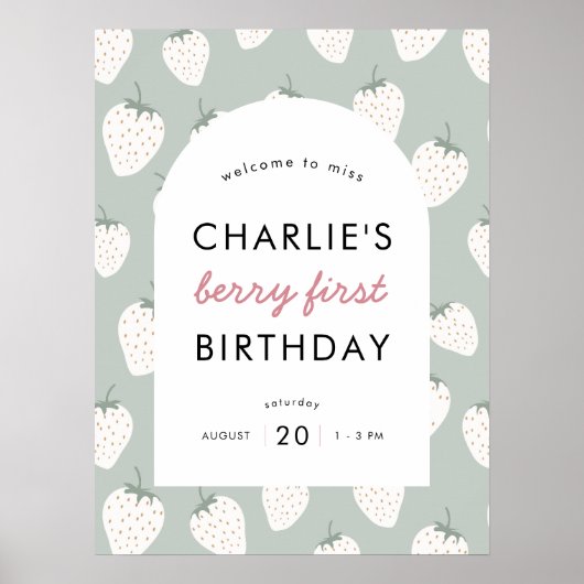 Strawberry Fields Berry First Birthday | Welkom Poster (Voorkant)