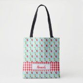 Strawberry Fields - Red Gingham Check Monogram Tote Bag (Voorkant)
