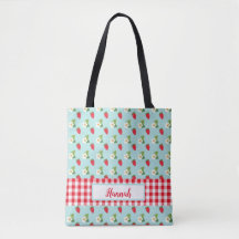 Strawberry Fields - Red Gingham Check Monogram