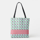 Strawberry Fields - Red Gingham Check Monogram Tote Bag (Achterkant)
