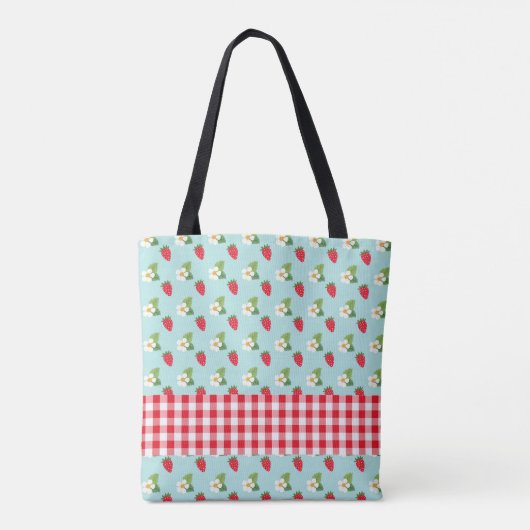 Strawberry Fields - Red Gingham Check Monogram Tote Bag (Achterkant)