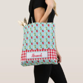Strawberry Fields - Red Gingham Check Monogram Tote Bag (Dichtbij)