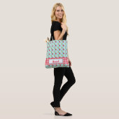 Strawberry Fields - Red Gingham Check Monogram Tote Bag (Op model)