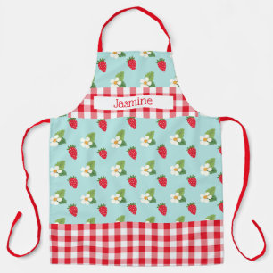Strawberry Fields Red Gingham Check Personalized Schort