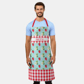 Strawberry Fields Red Gingham Check Personalized Schort (Gedragen)